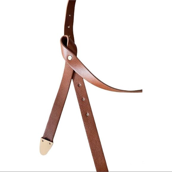 Avon Knotted Adjustable Faux Leather Belt Natural Tan Gold Tone Medium-Large - Picture 2 of 3